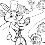 Easter Parade with Bunny and Friends Coloring Page