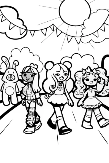 A coloring page of Rainbow High Parade of Fashion Coloring Page