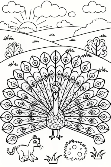 A coloring page of Springtime Animal Parade Coloring Page