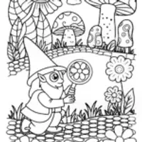Gnome with a Garden of Curiosities Coloring Page