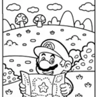Mario’s Magical Treasure Map Coloring Page
