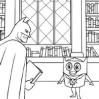 Batman in the Enchanted Library Coloring Page