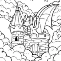 Charizard’s Cloud Castle Adventure Coloring Page