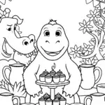 Godzilla’s Royal Tea Party Coloring Page