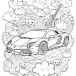 Lamborghini in the Cloud Kingdom Coloring Page