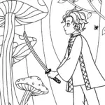 Demon Slayer in a Whimsical Forest Coloring Page