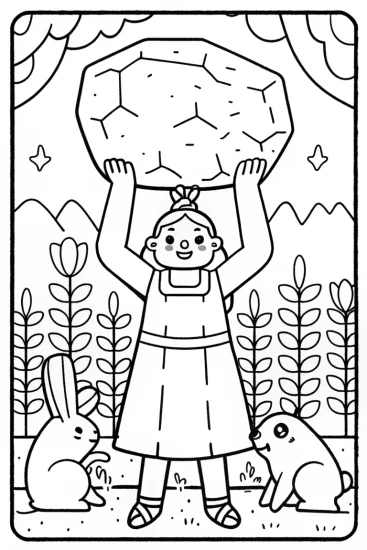 A coloring page of Luisa’s Strength Showcase Coloring Page