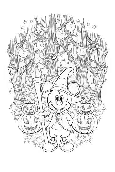 A coloring page of Mickey’s Magical Halloween Adventure Coloring Page