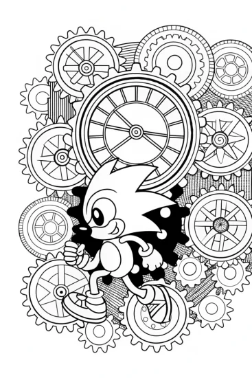 A coloring page of Sonic the Hedgehog’s Time Travel Adventure Coloring Page