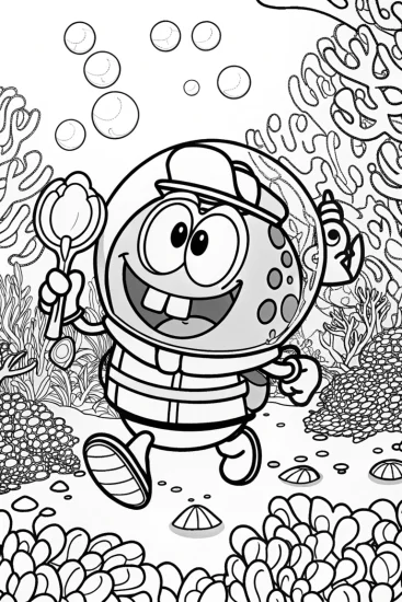 A coloring page of Captain Barnacles’ Bubble Parade Coloring Page