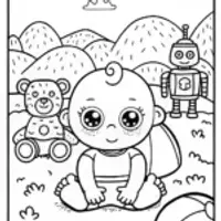 Baby’s First Adventure in Toy Land Coloring Page