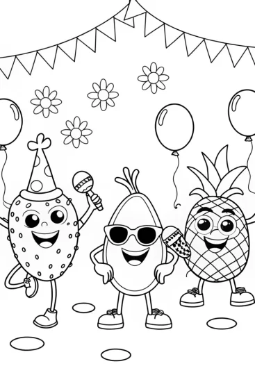 A coloring page of Summer Fruit Jamboree Coloring Page