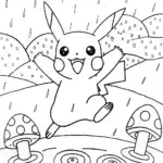 Pikachu’s Puddle Jumping Adventure Coloring Page