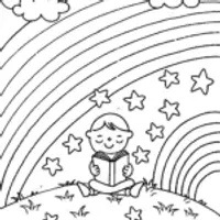 Rainbow of Wishes Coloring Page