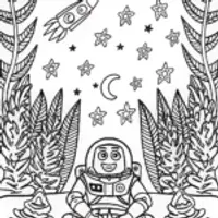 Buzz Lightyear’s Cosmic Campfire Coloring Page