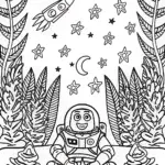 Buzz Lightyear’s Cosmic Campfire Coloring Page