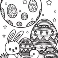Easter Egg Hunt on the Moon Coloring Page