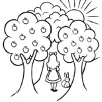 Alice’s Enchanted Orchard Coloring Page