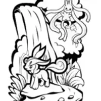 Guardians of the Enchanted Waterfall Coloring Page
