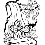 Guardians of the Enchanted Waterfall Coloring Page