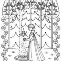 Elsa’s Enchanted Ice Fountain Coloring Page