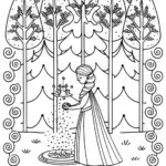 Elsa’s Enchanted Ice Fountain Coloring Page
