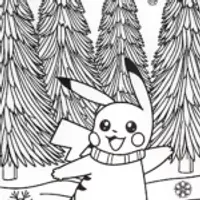 Pikachu’s Magical Winter Wonderland Coloring Page