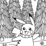 Pikachu’s Magical Winter Wonderland Coloring Page