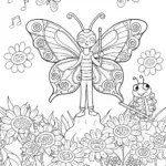 Butterfly Symphony in the Garden Coloring Page