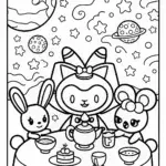 Kuromi’s Cosmic Tea Party Coloring Page