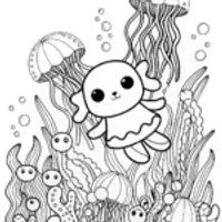 Cinnamoroll’s Enchanted Jellyfish Dance Coloring Page