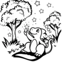 Charizard’s Firefly Night Coloring Page