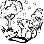 Charizard’s Firefly Night Coloring Page