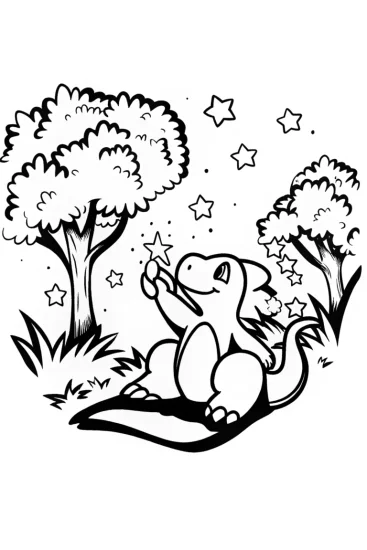 A coloring page of Charizard’s Firefly Night Coloring Page