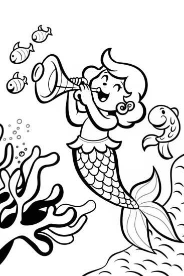 A coloring page of Mermaid’s Magical Music Festival Coloring Page