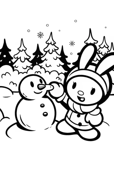 A coloring page of My Melody’s Winter Wonderland Adventure Coloring Page