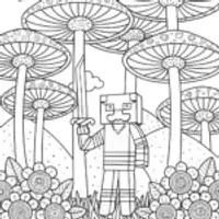 Minecraft Fungi Forest Adventure Coloring Page