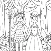 Guardians of the Elemental Forest Coloring Page