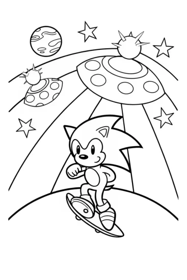 A coloring page of Sonic’s Galactic Race Coloring Page