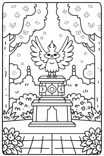 A coloring page of Guardians of the Elemental Shrine Coloring Page