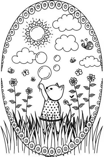 A coloring page of Gabby’s Magical Bubble Adventure Coloring Page