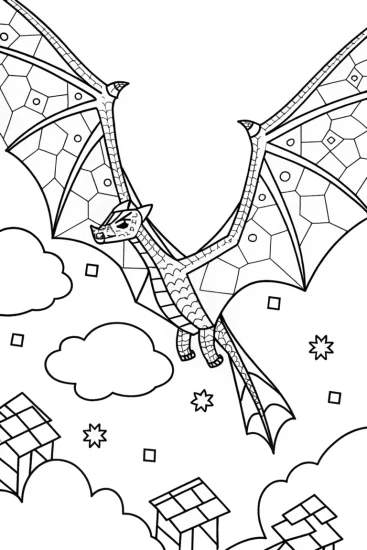 A coloring page of Ender Dragon’s Celestial Dance Coloring Page