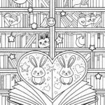 Heartful Adventures in the Book Nook Coloring Page