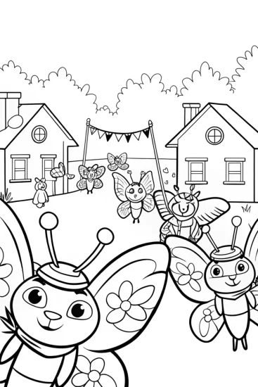 A coloring page of Butterfly Festival Parade Coloring Page
