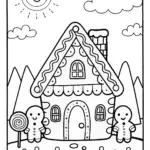 Gingerbread House Fantasy Garden Coloring Page