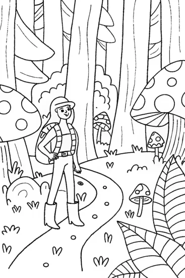 A coloring page of Barbie’s Enchanted Forest Adventure Coloring Page