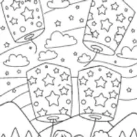 Starry Lantern Festival Coloring Page