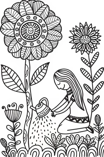 A coloring page of Barbie’s Enchanted Garden Adventure Coloring Page