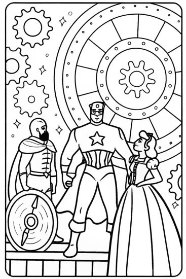 A coloring page of Captain America Time Traveler Coloring Page