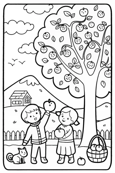 A coloring page of Harvest Time Adventure Coloring Page